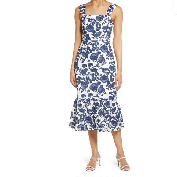 Adelyn Rae Blue Sheath Midi Dress Square Neck Sleeveless - Picture 1 of 8